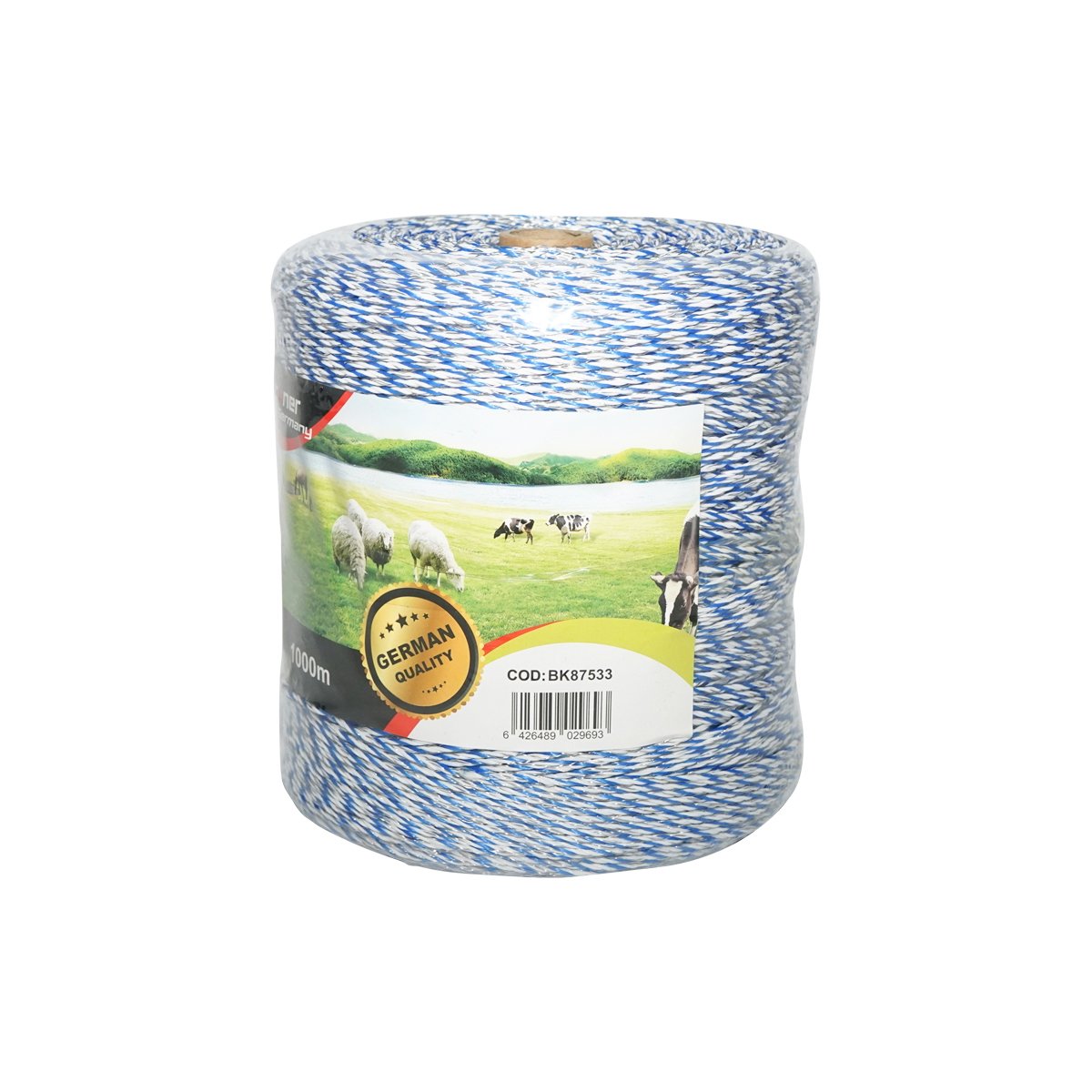 Rola fir albastru-alb fi 2mm 6x0.2mm SS 3.8 Ohm/m, 1000m gard electric